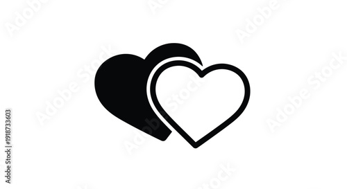 Two overlapping black hearts create a simple symbolic image of love