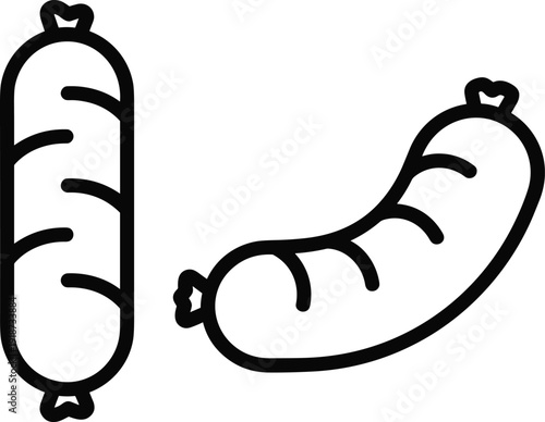 Two cartoon sausages, one vertical and one horizontal, depicting common processed meat product