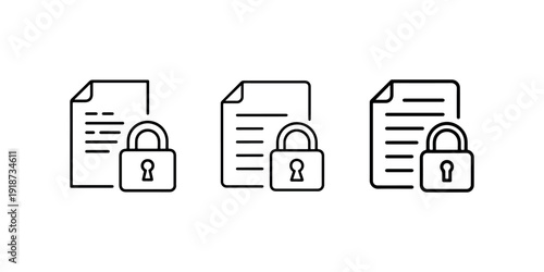 Secured documents with padlock icons vector. concept of data privacy, confidential files, information security, and protected access