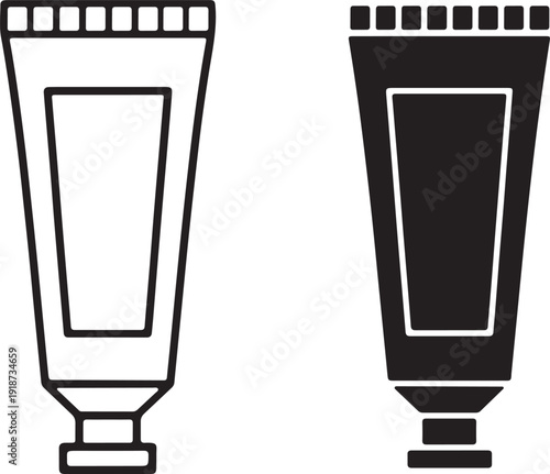 Cosmetic cream tubes icon outline and silhouette vector illustration