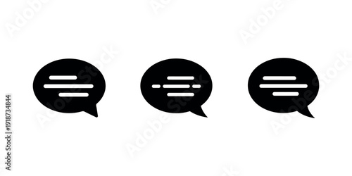 Speech bubble message icon set with text lines for communication social media chat interface online discussion and digital messaging platform interface