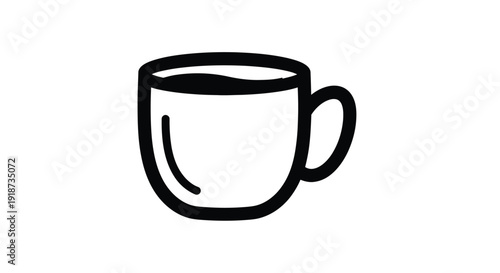 Simple black and white line drawing of a coffee or tea cup