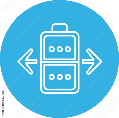 Interface layout switching icon with vertical containers and arrow symbols for mobile application navigation design