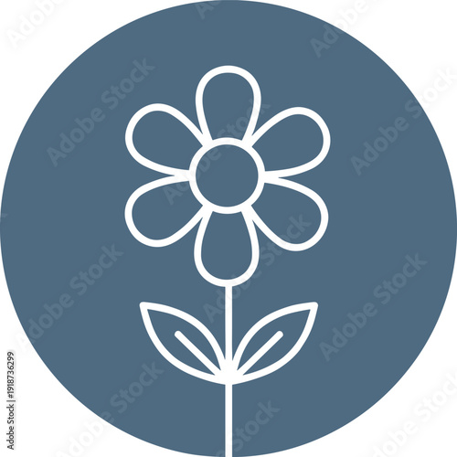 Minimalist flower vector illustration features a simple blossom with delicate petals and a long stem