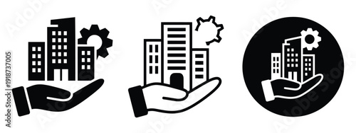 Facility Management Icon Collection, glyph and mixed style vector symbols