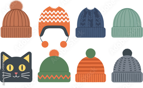 Winter hats beanies ear flap hat cat hat collection warm accessories bobble pom pom knitted fashion