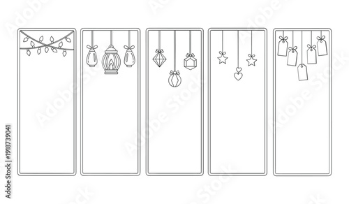 Set of  Five  Hanging  Decorative  Light  Fixtures and  Garland in  Line  Style lights chandeliers pendants