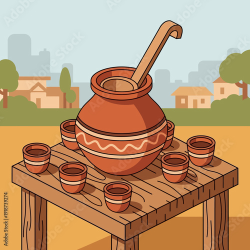 Traditional South American Yerba Mate Tea Ceremony Setup.