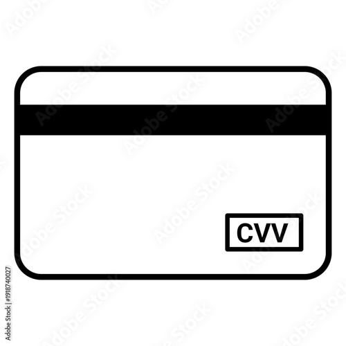 Credit Card Back Side Line Icon – CVV Code and Magnetic Stripe Payment Security Minimal Monoline Vector