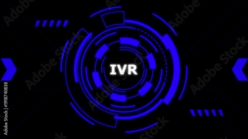 IVR interactive voice response technology glowing blue neon circle futuristic digital communication.