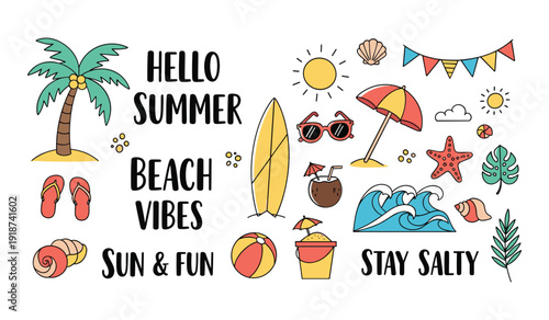 Colorful  Summer  Beach  Vibes with  Tropical  Sun  Fun and  Relaxation