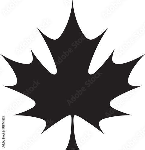 Minimal Black Maple Leaf Silhouette Vector Isolated Canadian National Symbol Clean Modern Flat Design Transparent Background Stock Illustration