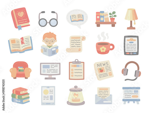 Reading set in scandinavian style showing books furniture lighting devices media study learning home education lifestyle newspaper checklist presentation candle