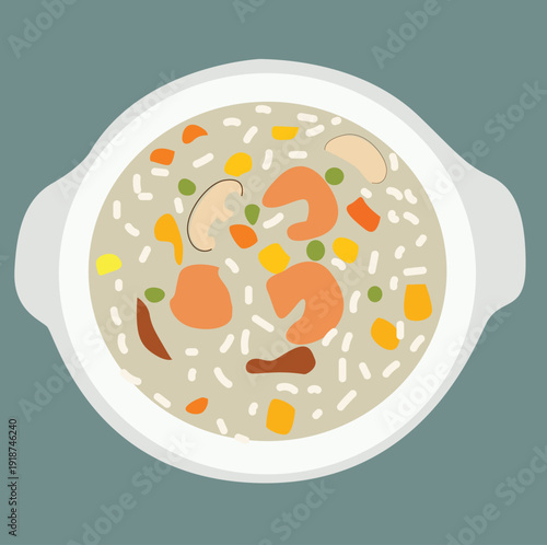 baby porridge.Rice Pudding In Bowl. Supplemental Baby Food

