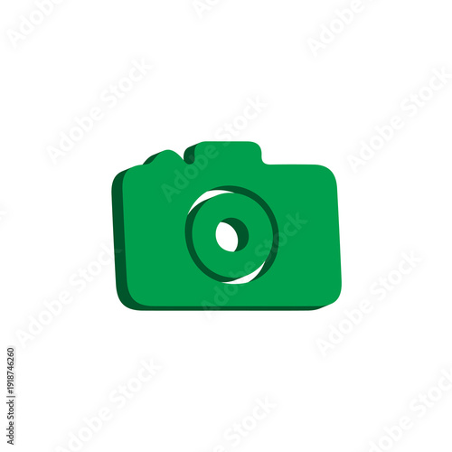 Camera 3D Icon for Photography, Media & Capture App UI Design – Modern Green Glossy Symbol – Transparent Background