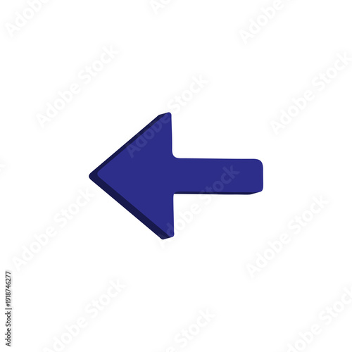 Left Arrow 3D Icon for Navigation, Back & Direction App UI Design – Bold Purple Glossy Symbol – Transparent Background