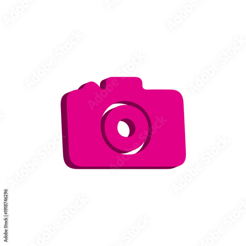 Camera 3D Icon for Photography, Media & Capture App UI Design – Vibrant Pink Glossy Symbol – Transparent Background