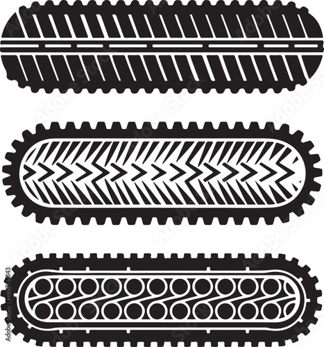 Tire tread patterns on white background