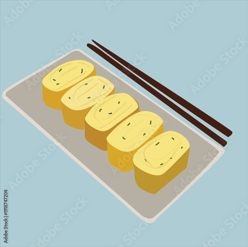 egg rolls and chopsticks. vektor

