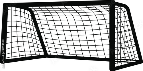 Soccer Goal Net Silhouette Illustration, Football Field Equipment Isolated on White Background Sports Vector Graphic Design