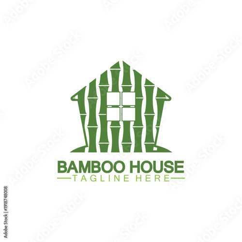 Bamboo House concept Logo. bamboo house construction logo vector