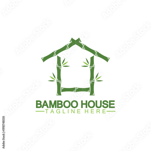 Bamboo House concept Logo. bamboo house construction logo vector