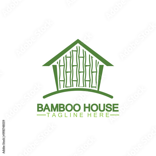 Bamboo House concept Logo. bamboo house construction logo vector