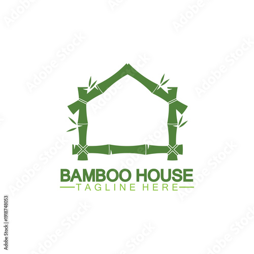 Bamboo House concept Logo. bamboo house construction logo vector