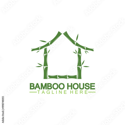 Bamboo House concept Logo. bamboo house construction logo vector
