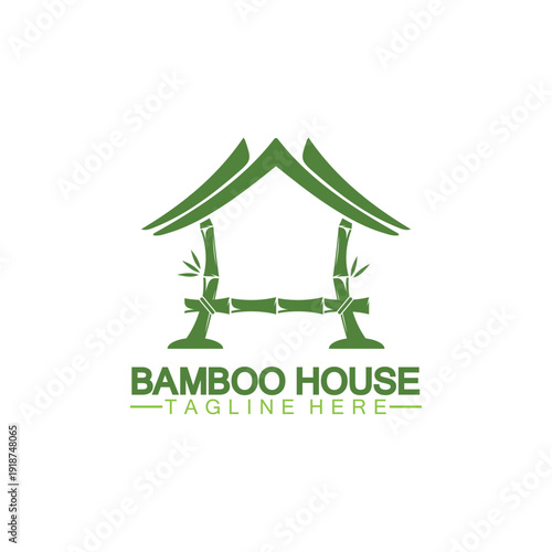 Bamboo House concept Logo. bamboo house construction logo vector