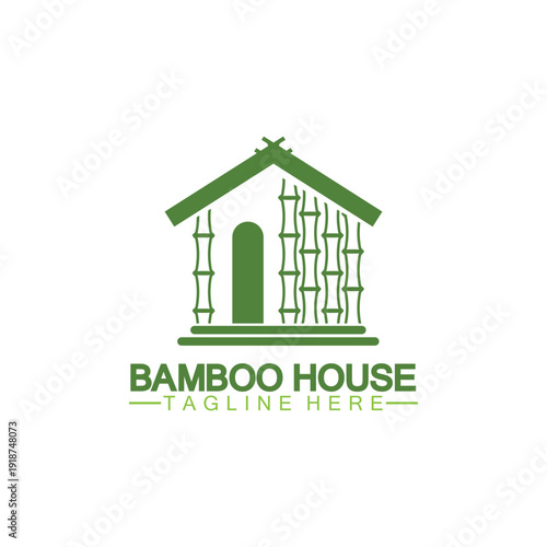 Bamboo House concept Logo. bamboo house construction logo vector