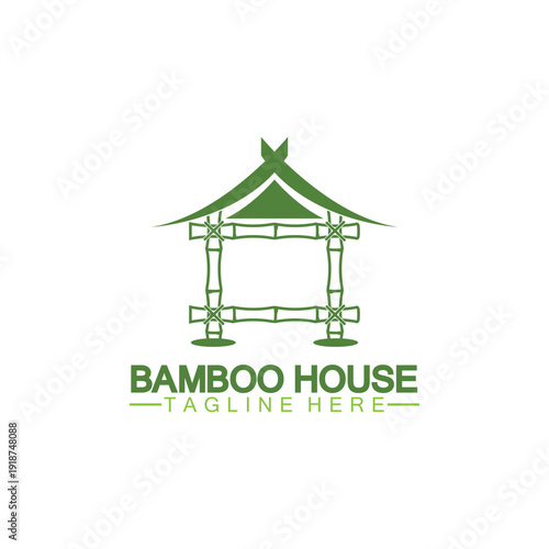 Bamboo House concept Logo. bamboo house construction logo vector