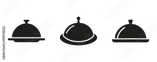 Assortment of serving cloches in solid black silhouette style