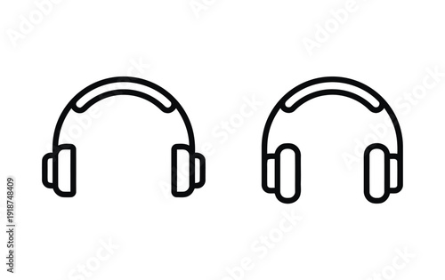 Audio headphones icon set for music and podcast listening representation