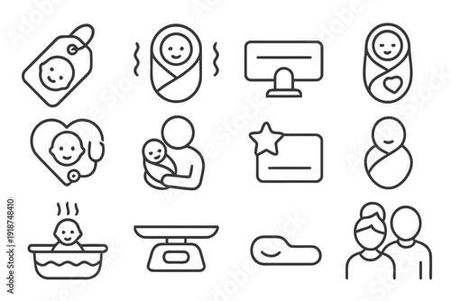 Baby care and newborn symbols collection