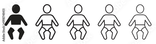 Baby icons in silhouette and outline styles