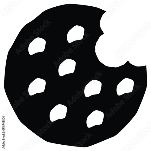 Bitten cookie with white chips, indicating a consumed baked treat