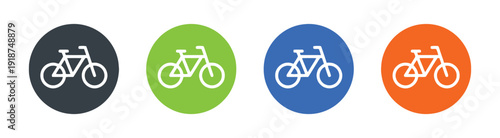Bicycle icons in colorful circles for transportation themes