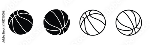 Basketball icons set sport ball equipment symbols