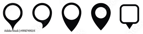 Black location map pin pointers and place marker icons collection for navigation