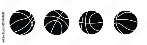 Basketballs with different line patterns for sports and recreation themes