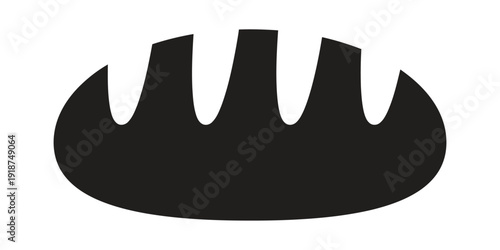 Black silhouette icon of a loaf of bread with distinct crust segments, representing baked goods or food