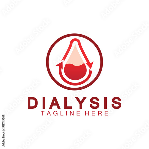Circulation blood logo vector design. concept of circular arrow with blood drop.Suitable for medical, health, Icon of blood donation, transfusion. Symbol of dialysis.
