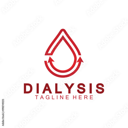 Circulation blood logo vector design. concept of circular arrow with blood drop.Suitable for medical, health, Icon of blood donation, transfusion. Symbol of dialysis.