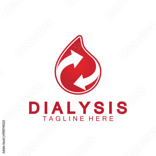 Circulation blood logo vector design. concept of circular arrow with blood drop.Suitable for medical, health, Icon of blood donation, transfusion. Symbol of dialysis.