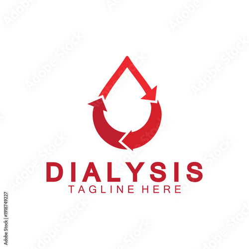 Circulation blood logo vector design. concept of circular arrow with blood drop.Suitable for medical, health, Icon of blood donation, transfusion. Symbol of dialysis.