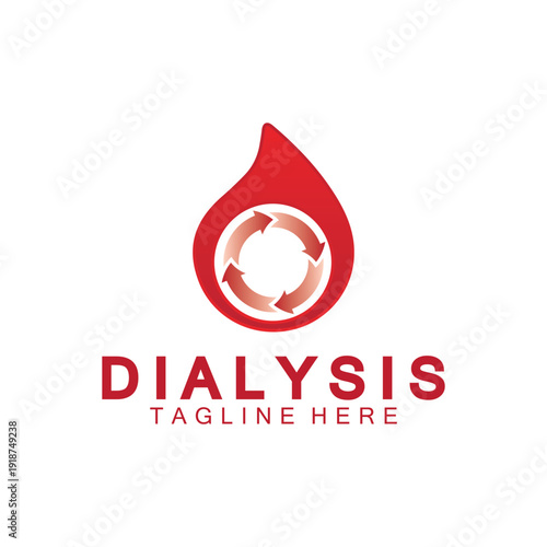 Circulation blood logo vector design. concept of circular arrow with blood drop.Suitable for medical, health, Icon of blood donation, transfusion. Symbol of dialysis.