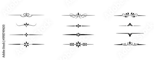 Decorative Page Dividers, vector set of classic and vintage ornamental separators, stylish line art for books