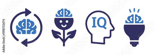 Brain icons representing ideas, learning, and intelligence concepts