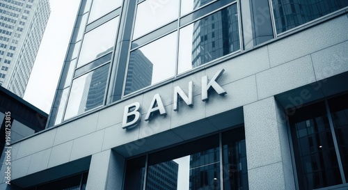 Modern Business Bank Building Represents Financial Stability and Investment Opportunities within the Financial District